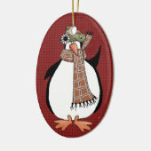 Country Pinguin Keramik Weihnachtsschmuck (Links)