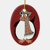 Country Pinguin Keramik Weihnachtsschmuck (Vorne)