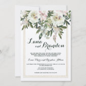 Country pink Creme klassische Drehbuch Blumenhochz Einladung (Vorderseite)
