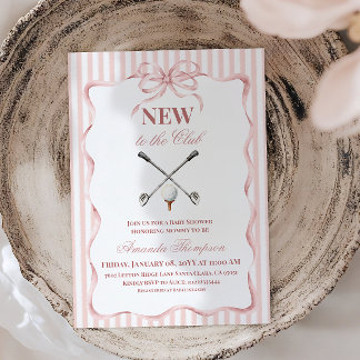 Country Pink Girl Neu im Club Golf Baby Shower Einladung