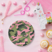 Country Pink Green Army Camouflage Camouflage Birt Pappteller (Party)