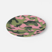 Country Pink Green Army Camouflage Camouflage Birt Pappteller (Schrägansicht)