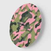 Country Pink Green Army Camouflage Camouflage Must Große Wanduhr (Winkel)