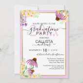 Country Pink Lila Gelb Wilde Blume Abschluss Einladung (Vorderseite)