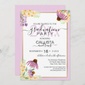 Country Pink Lila Gelb Wilde Blume Abschluss Einladung (Vorne/Hinten)