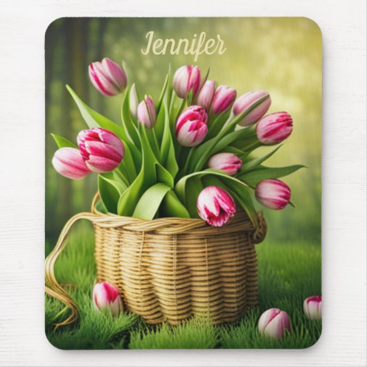 Country Pink Tulips Mousepad (Vorne)