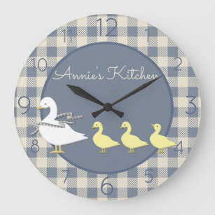 Country Plaid Goose Personalized Große Wanduhr
