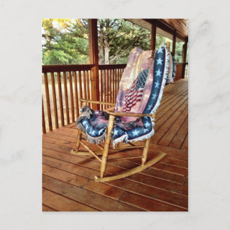 Country Porch Rocker American Flag Theme Postkarte