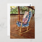 Country Porch Rocker American Flag Theme Postkarte (Vorne/Hinten)