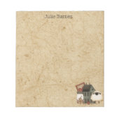 Country Primitive Folk Art Green Saltbox Zuhause Notizblock (Vorderseite)