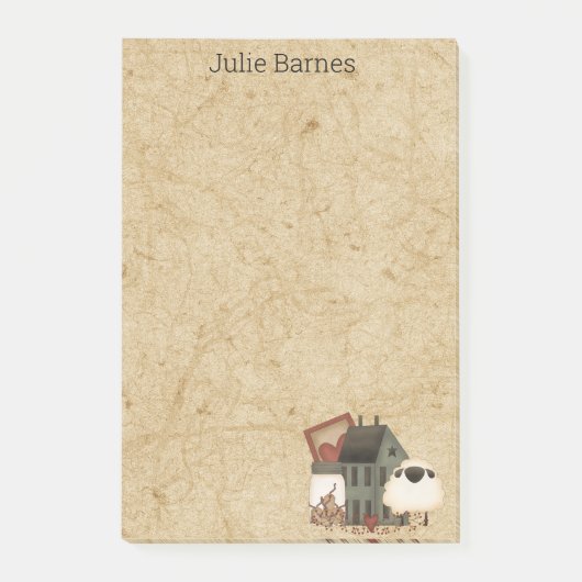 Country Primitive Folk Art Green Saltbox Zuhause Post-it Klebezettel (Vorderseite)