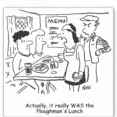 Country Pub Plowman's Lunch Cartoon. Aufkleber (Vorderseite)