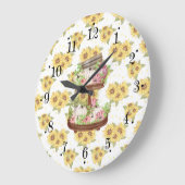 Country Pumpkin And Sunflowers Wall Clock Große Wanduhr (Winkel)