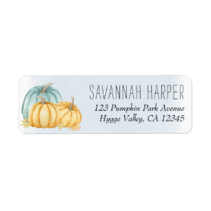 Country Pumpkin Blue Wash Return Address