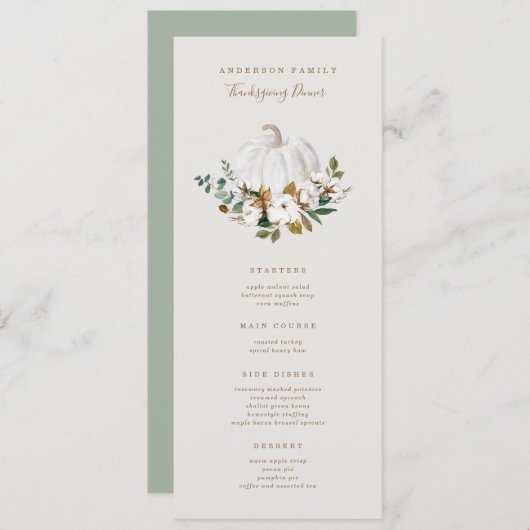 Country Pumpkin Erntedank Dinner Menü Menükarte (Vorne/Hinten)