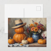 Country Pumpkin Harvest mit Blume Postkarte (Vorne/Hinten)