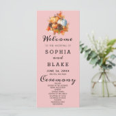 Country Pumpkins Fall Baby Pink Wedding Program (Stehend Vorderseite)