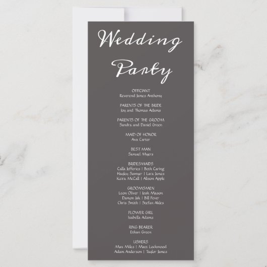Country Pumpkins Fall Gray Wedding Program (Rückseite)