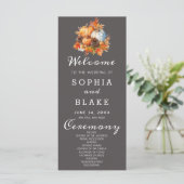 Country Pumpkins Fall Gray Wedding Program (Stehend Vorderseite)