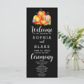 Country Pumpkins Kariert Fall Black Wedding Progra (Stehend Vorderseite)