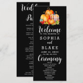 Country Pumpkins Kariert Fall Black Wedding Progra (Vorne/Hinten)