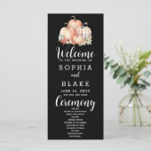 Country Pumpkins Kariert Fall Black Wedding Progra (Stehend Vorderseite)