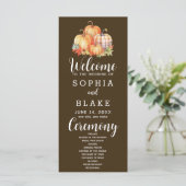 Country Pumpkins Kariert Fall Brown Wedding Progra (Stehend Vorderseite)