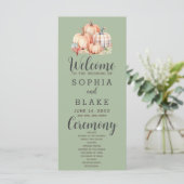Country Pumpkins Kariert Fall Green Wedding Progra (Stehend Vorderseite)