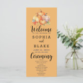 Country Pumpkins Kariert Fall Orange Wedding Progr (Stehend Vorderseite)
