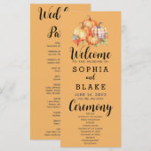 Country Pumpkins Kariert Fall Orange Wedding Progr (Vorne/Hinten)