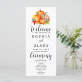 Country Pumpkins Kariert Fall White Wedding Progra (Stehend Vorderseite)