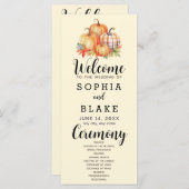 Country Pumpkins Kariert Fall Yellow Wedding Progr (Vorne/Hinten)