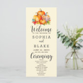 Country Pumpkins Kariert Fall Yellow Wedding Progr (Stehend Vorderseite)