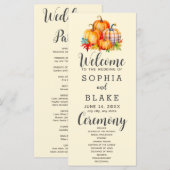 Country Pumpkins Kariert Fall Yellow Wedding Progr (Vorne/Hinten)