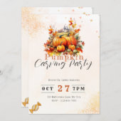 Country Pumpkins Orange Pumpkin Carving Party Einladung (Vorne/Hinten)