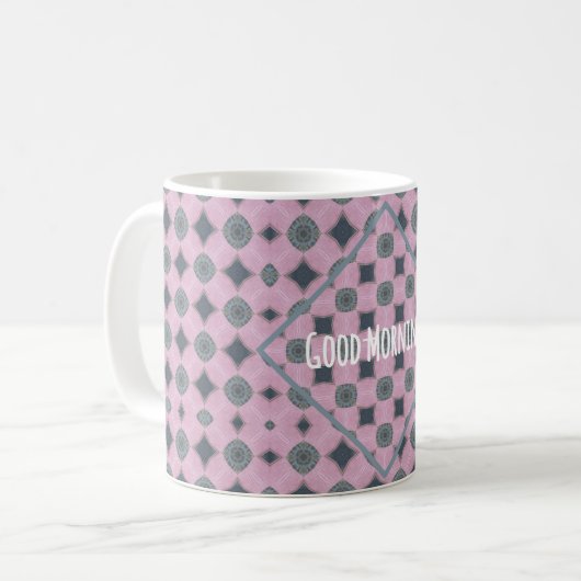 Country Purple Pattern Shapes Custom Text Kaffeetasse (Vorderseite Links)