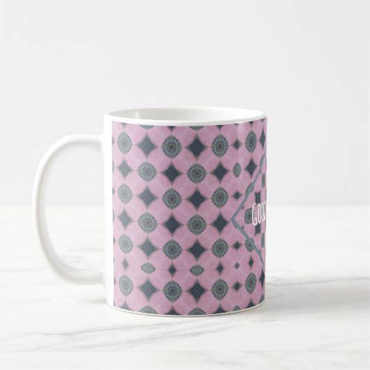 Country Purple Pattern Shapes Custom Text Kaffeetasse (Links)