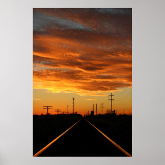 Country Railway Sunset Poster