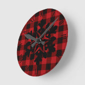 Country red and black plaid -snowflake runde wanduhr (Winkel)