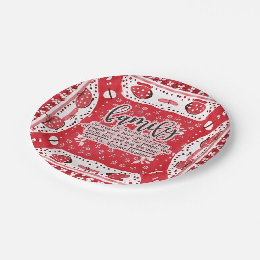 Country Red Bandana Summer Family Wiedersehen Pappteller (Schrägansicht)