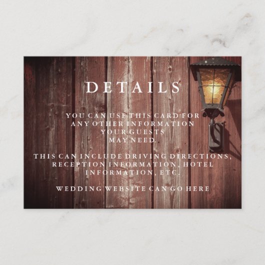 Country Red Barn Wedding Gästedaten Begleitkarte (Vorderseite)