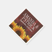 Country Red Barn Wood + Rustic Sunflower Wedding Serviette (Ecke)
