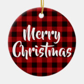 Country Red, Black Buffalo kariert - Frohe Weihnac Keramik Ornament (Vorne)