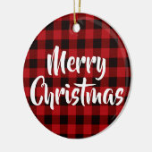 Country Red, Black Buffalo kariert - Frohe Weihnac Keramik Ornament (Links)