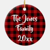 Country Red, Black Buffalo kariert - Frohe Weihnac Keramik Ornament (Hinten)