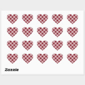 Country Red Gingham Heart Stickers (Blatt)