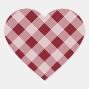 Country Red Gingham Heart Stickers