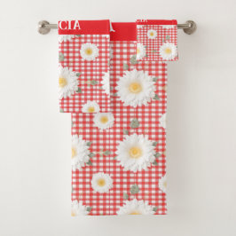 Country Red Gingham mit White Daisies Badhandtuch Set