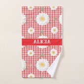 Country Red Gingham mit White Daisies Badhandtuch Set (Handtuch)