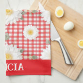 Country Red Gingham with White Daisies Geschirrtuch (Viertel Falte)